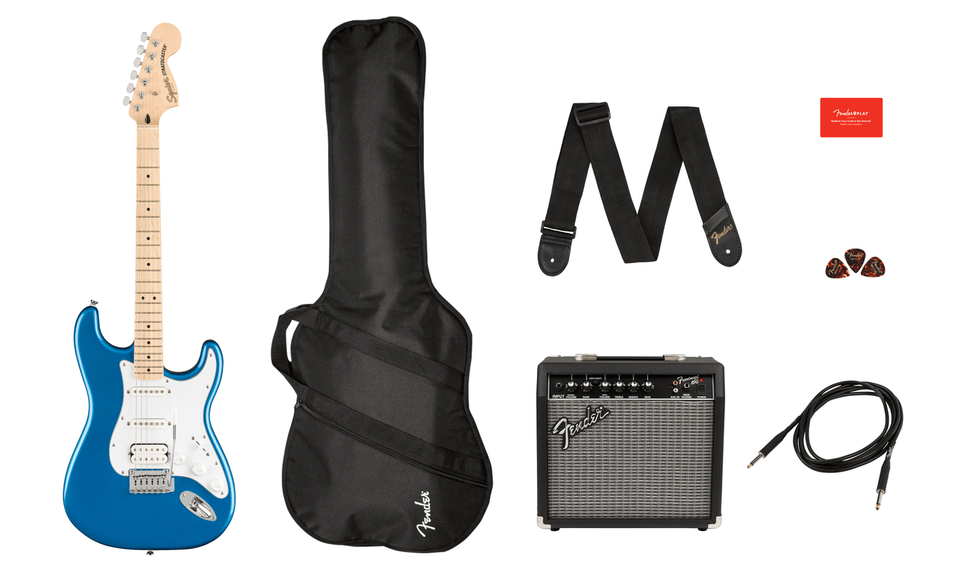 Affinity Series™ Stratocaster® HSS Pack, Maple Fingerboard, Lake Placid Blue, Gig Bag,