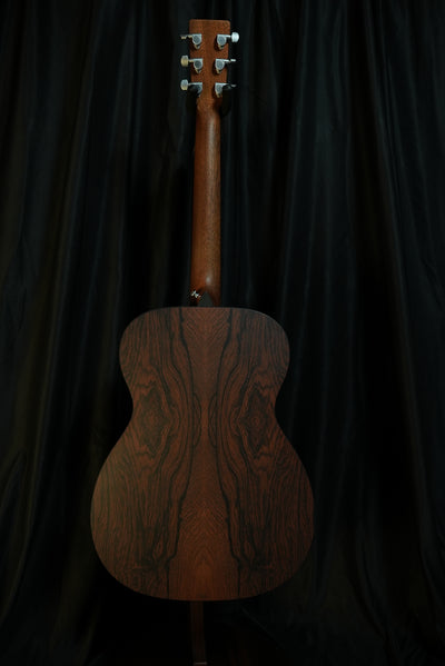 Back view of Martin 00-X2E showing Brazilian rosewood high-pressure laminate back and sides