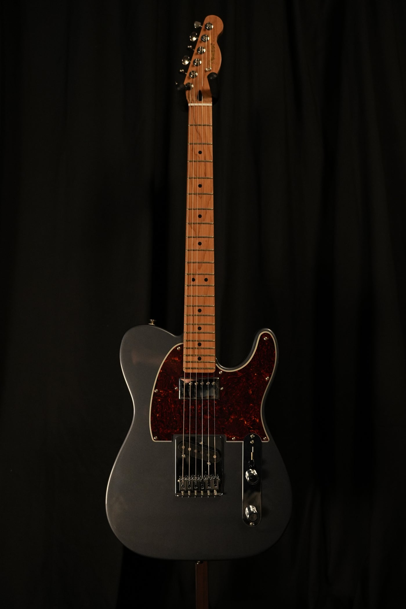 Fender Limited Edition Player II Telecaster in Charcoal Frost Metallic finish – angled view showcasing finish, hardware and body at Vera Guitars Charlotte NC