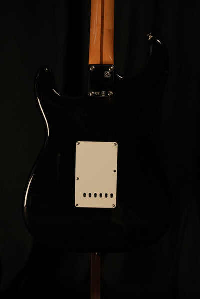 Rear view of Fender Vintera II ’50s Stratocaster Black showing alder body and gloss polyester finish
