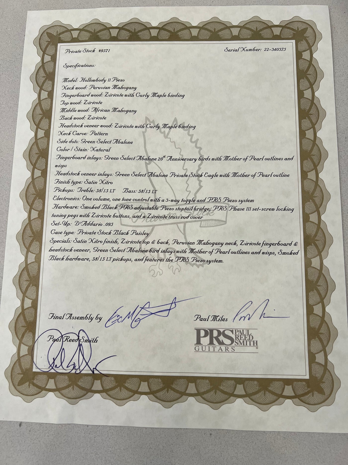 PRS Private Stock Hollowbody II Piezo – (2022)