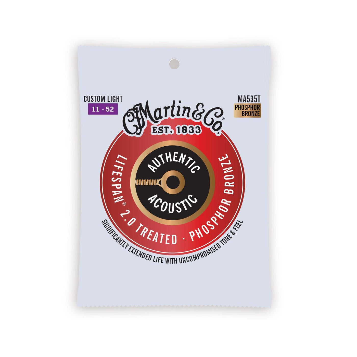 11-52, Authentic Acoustic Lifespan® 2.0 Guitar Strings Phosphor Bronze