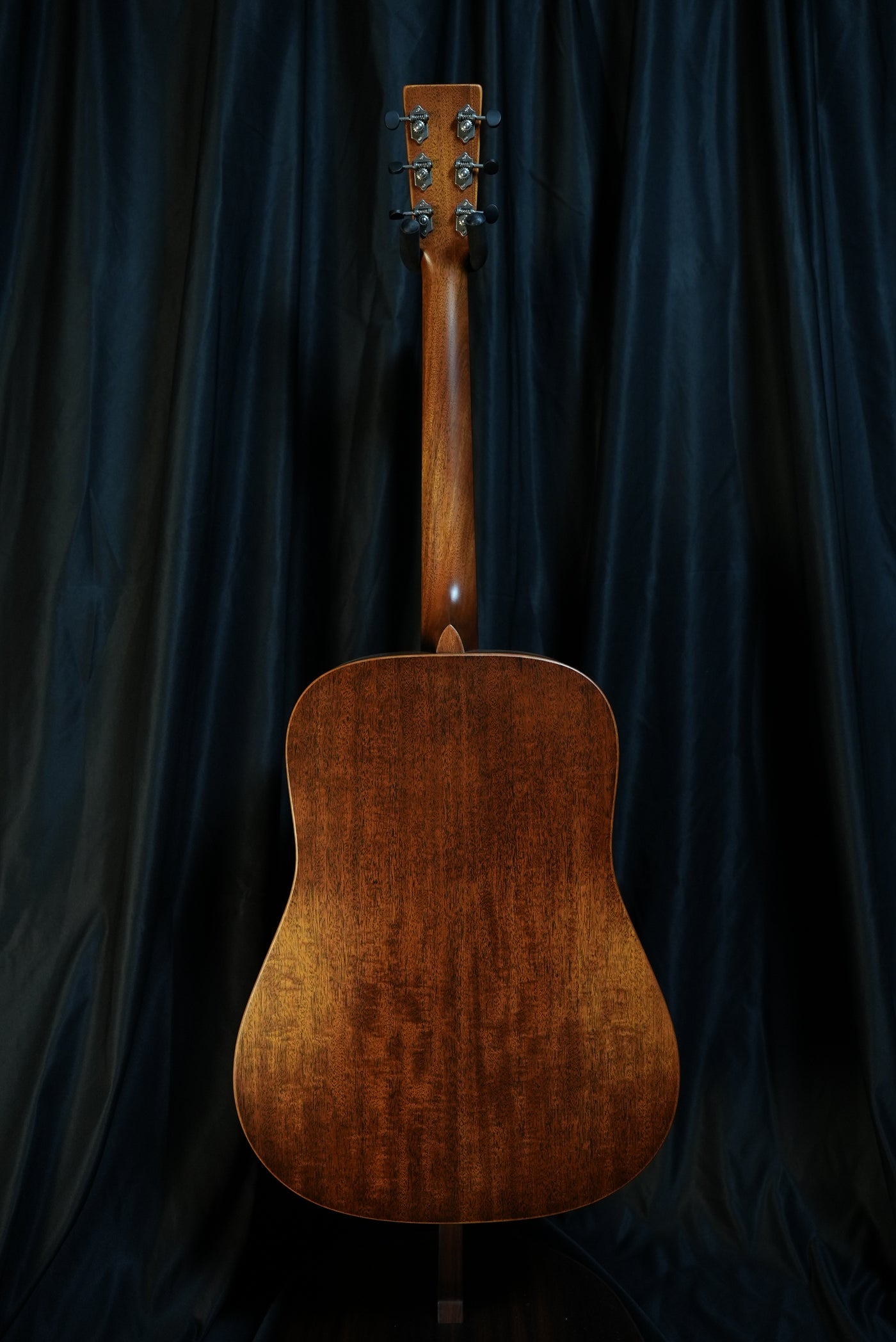 Full Back view of Martin D-15M StreetMaster showing solid mahogany back and sides with satin StreetMaster finish