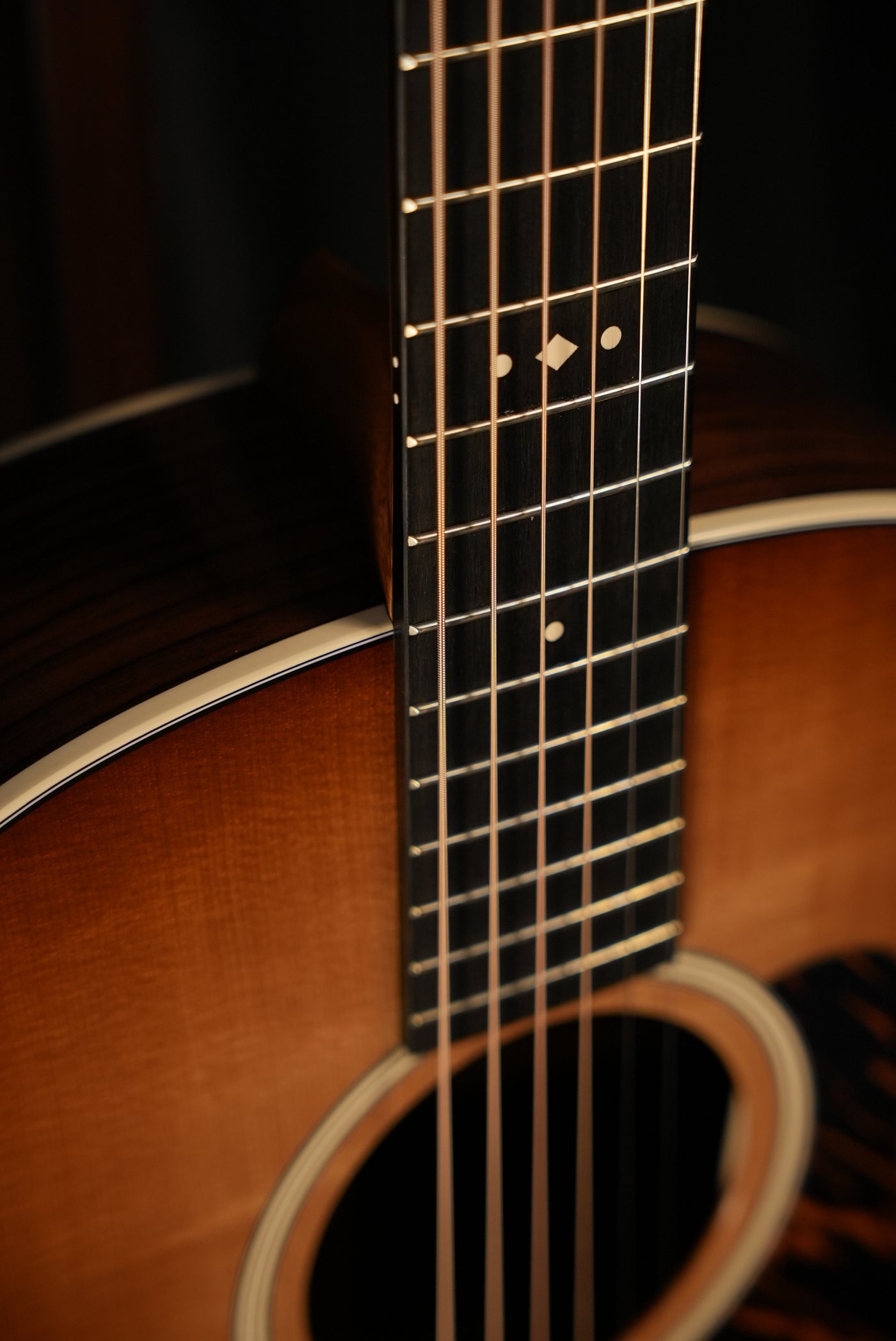Taylor Gold Label 714e Sunburst headstock with Crest inlays premium acoustic guitar