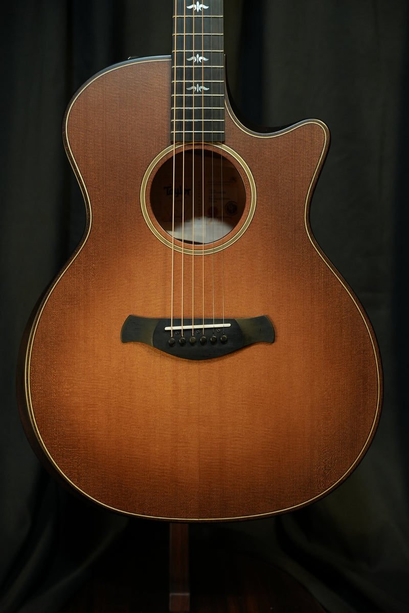 Full front view of the Taylor Builder’s Edition 614ce WHB showing torrefied Sitka spruce top and Grand Auditorium body.