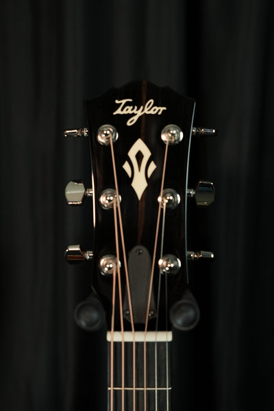 Taylor Gold Label 517e Sunburst headstock and inlays close-up premium acoustic guitar